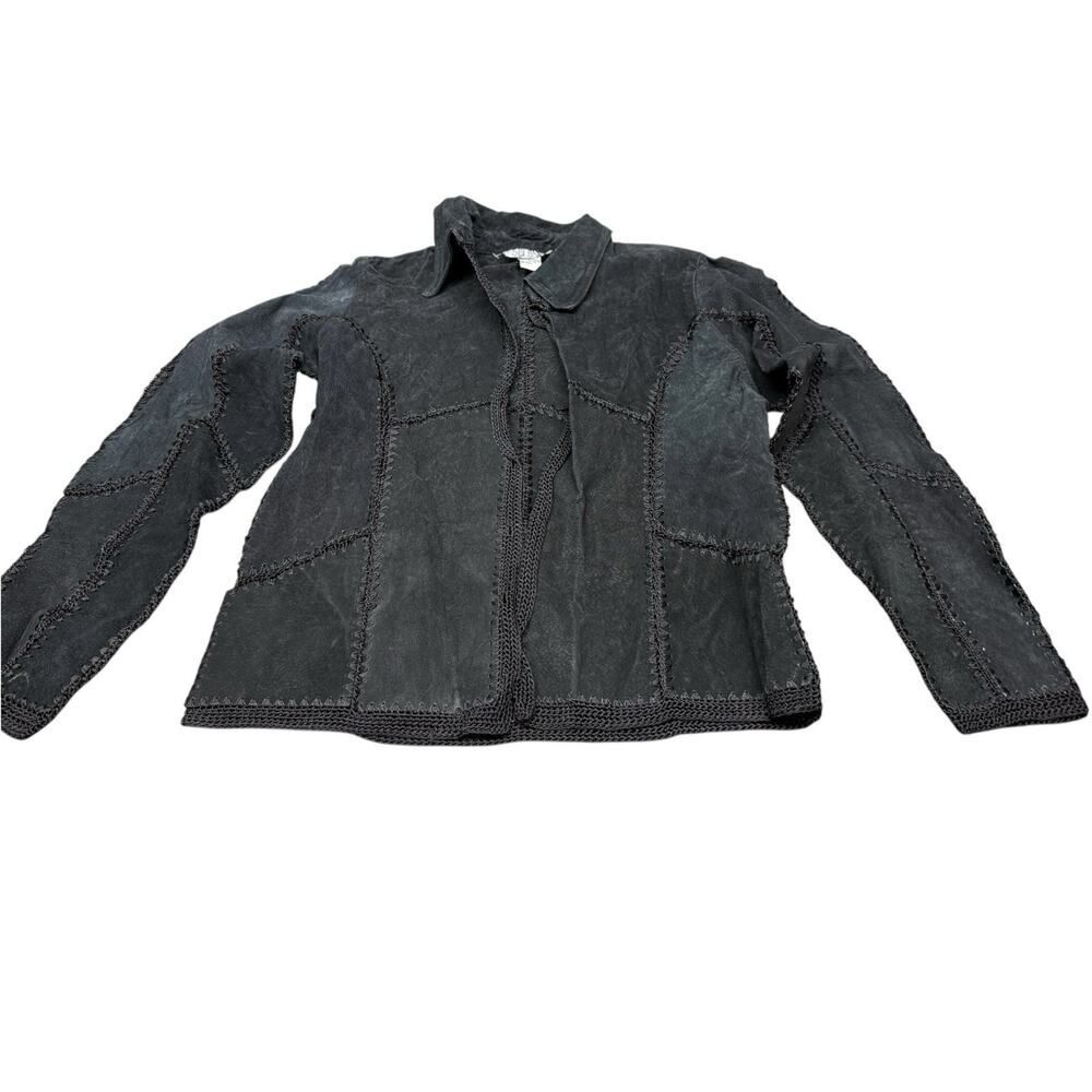 Vintage Selene Sport Suede Patchwork Jacket Black Leather Boho Western S - Picture 4 of 14
